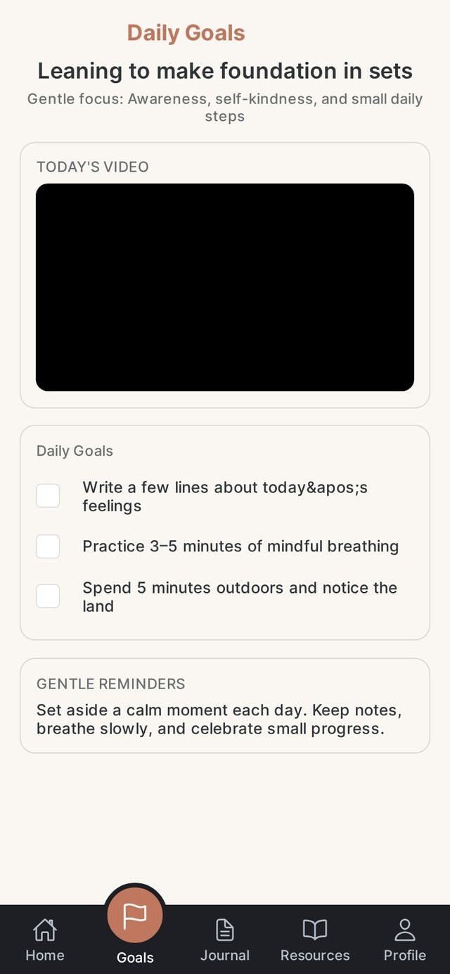 Today's video, goals and gentle reminders.