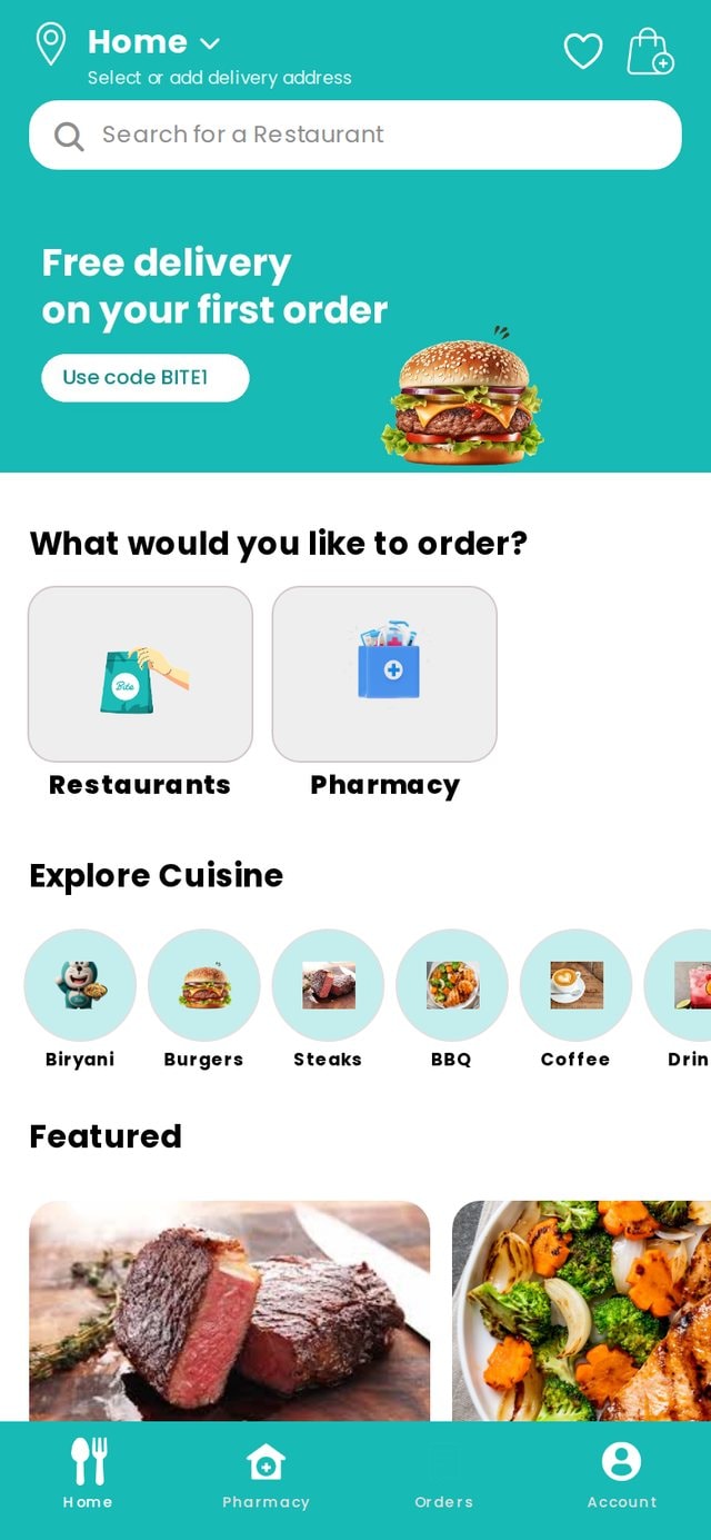 Offers, categories, cuisines and featured restaurants.