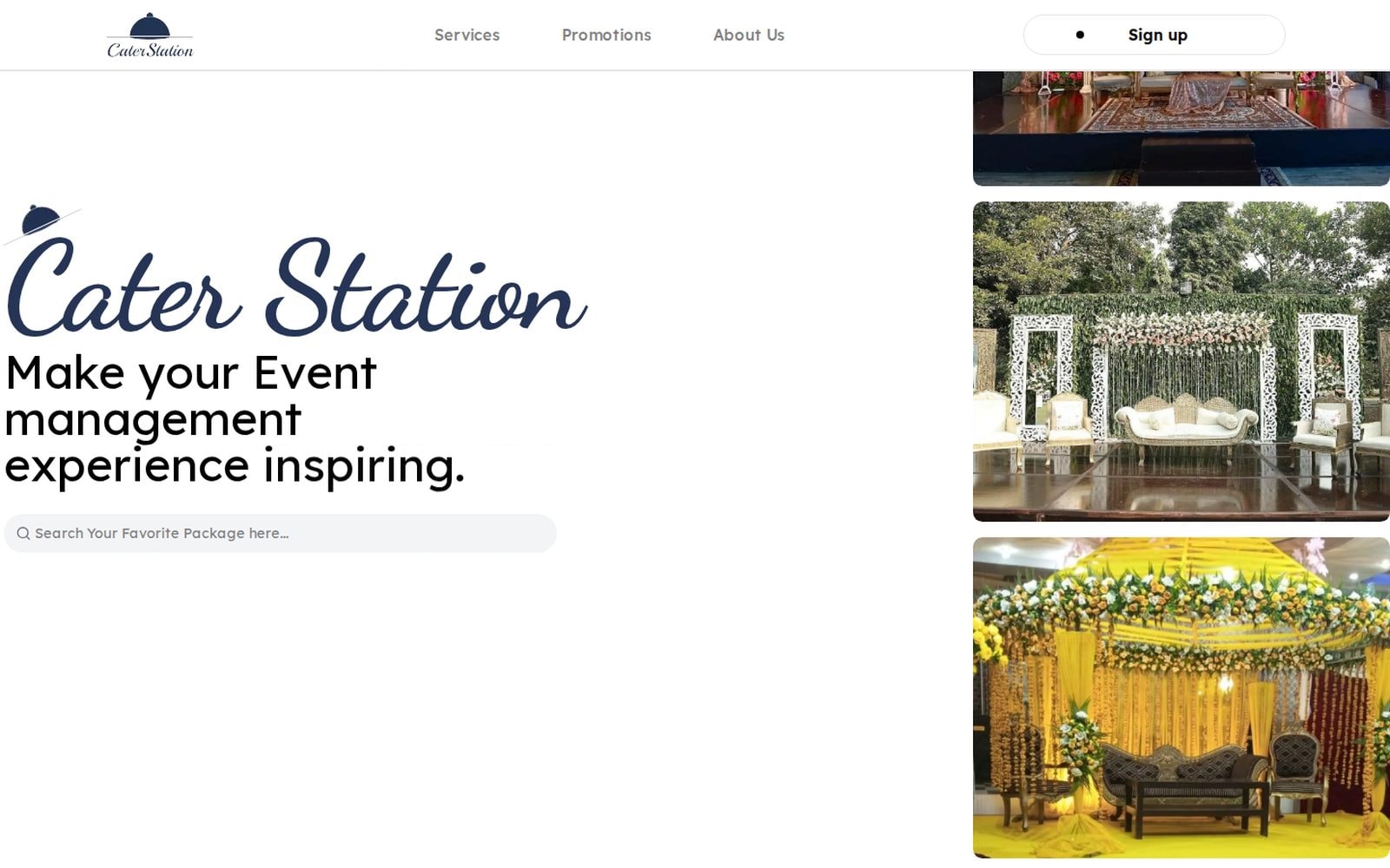 The CaterStation homepage.