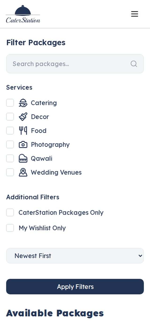 Filters and packages on a phone.